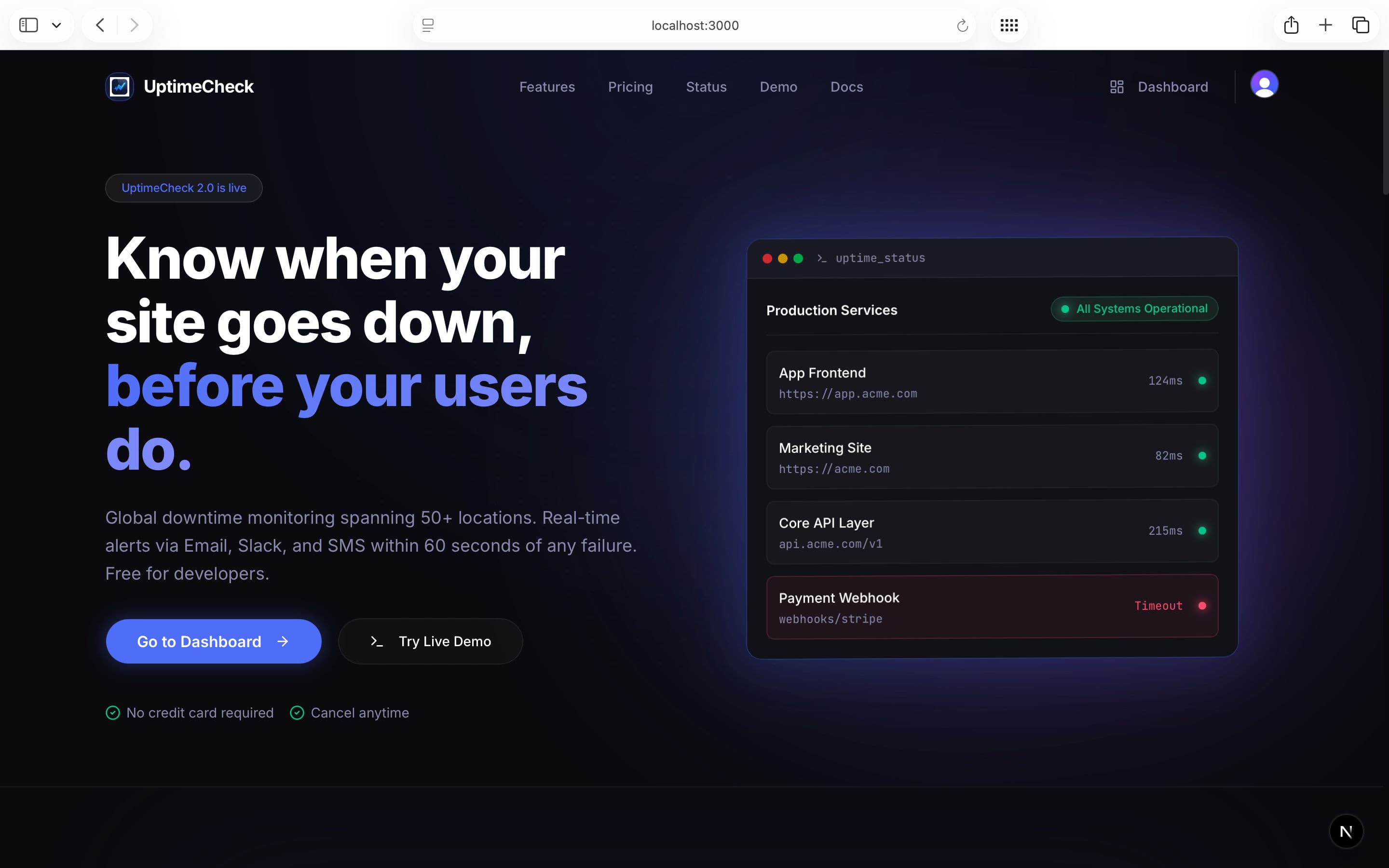 UptimeCheck project screenshot